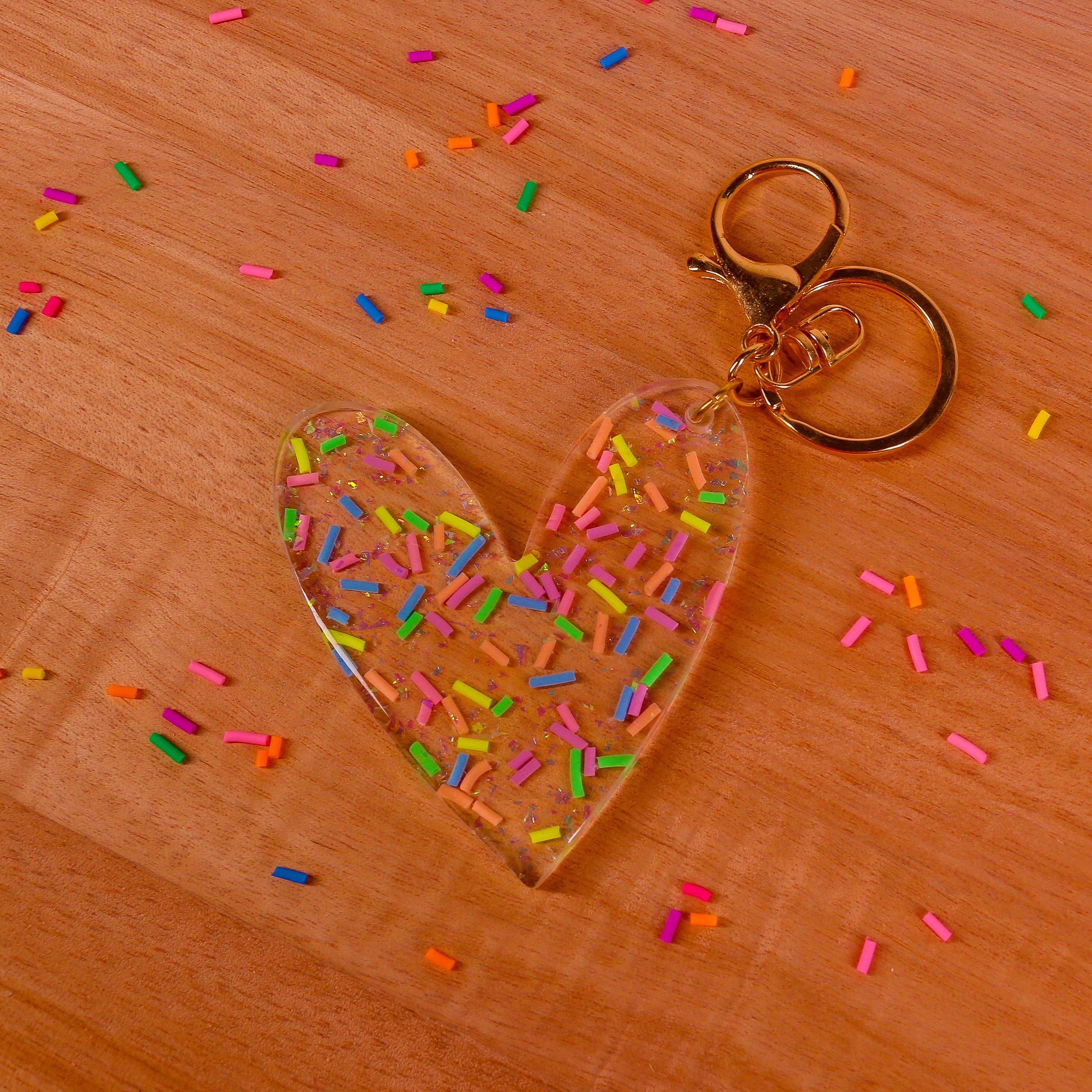 SPRINKLES HEART KEY RING  - LOLLY POLLY X NEON HEART DESIGNS