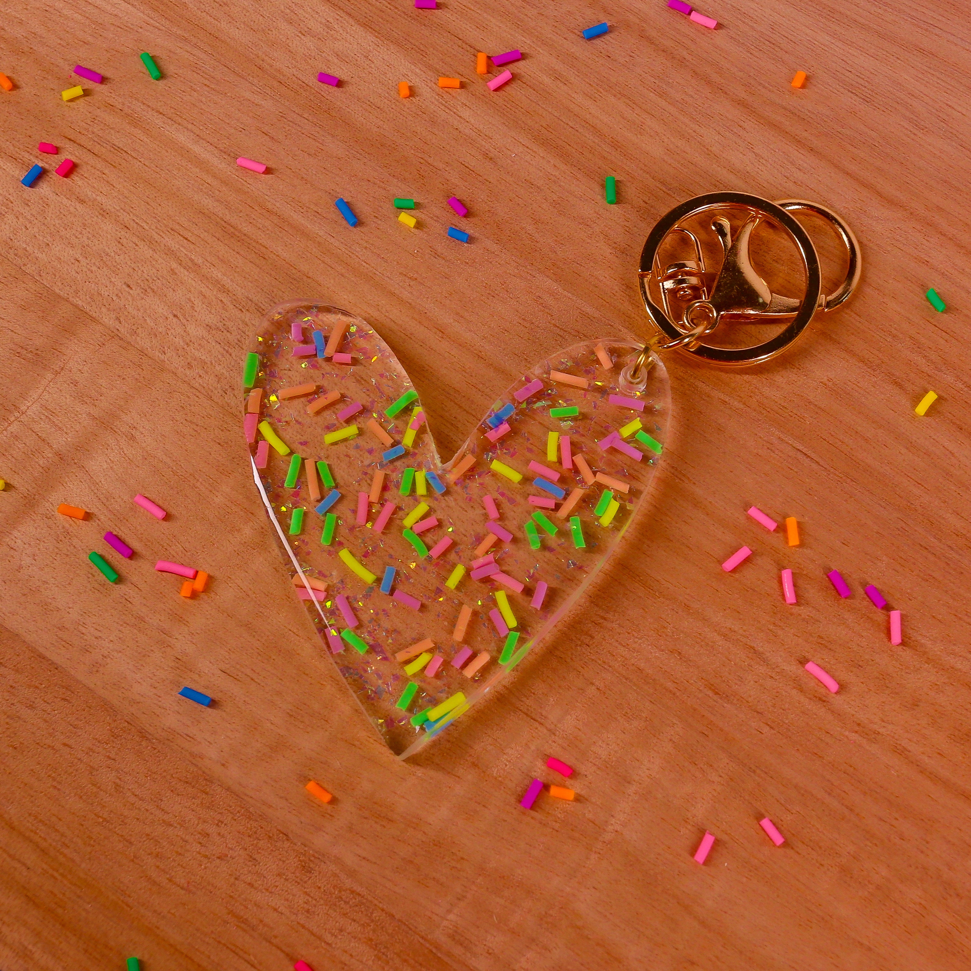 SPRINKLES HEART KEY RING  - LOLLY POLLY X NEON HEART DESIGNS